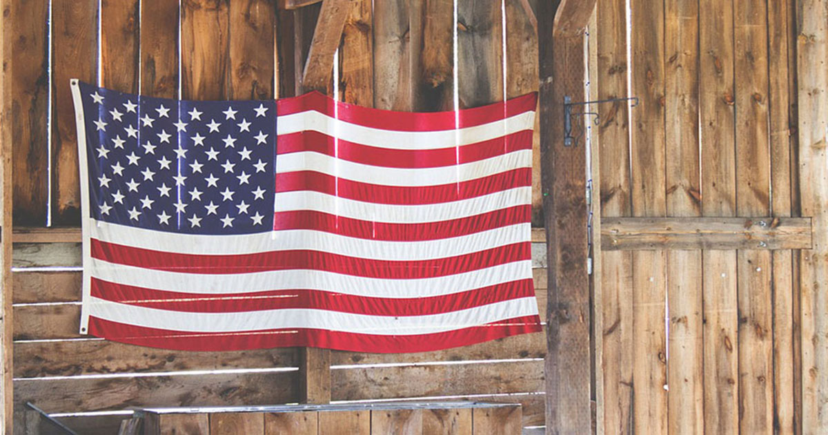 American flag on a wooden wall